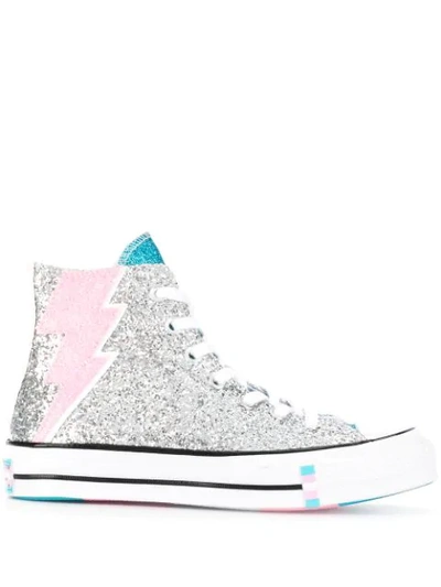 Shop Converse Ankle Lace-up Sneakers In Silver