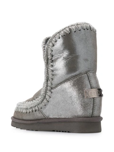 Shop Mou Eskimo Wedge Knitted Boots In Grey