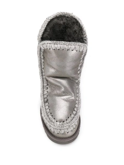 Shop Mou Eskimo Wedge Knitted Boots In Grey