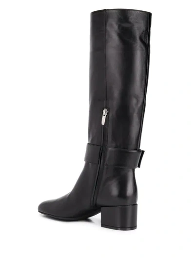 Shop Sergio Rossi Knee High Buckle Boots In Black