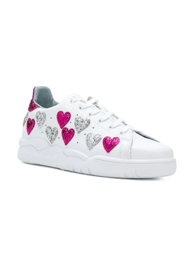 Shop Chiara Ferragni Sequin Hearts Sneakers In White