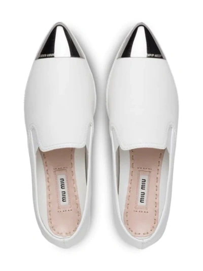 Shop Miu Miu Slip-on Platform Sneakers - White