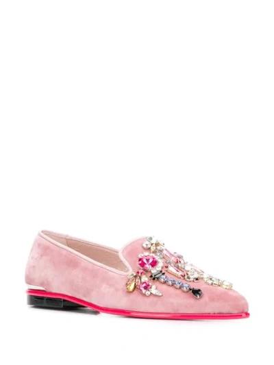 Shop Alexander Mcqueen Crystal-embellished Slippers In Pink