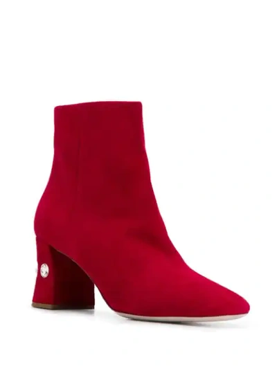 Shop Miu Miu Crystal Embellished Boots In F0e06 Cherry Red