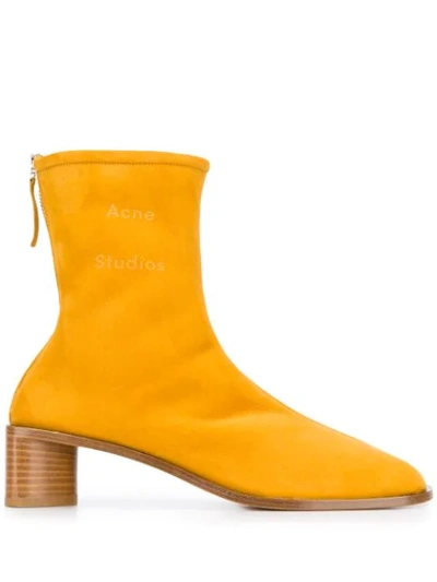 Shop Acne Studios Low Cylinder Heel Boots In Yellow