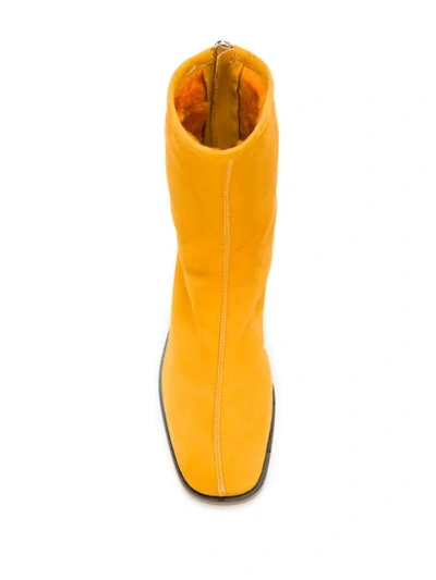 Shop Acne Studios Low Cylinder Heel Boots In Yellow