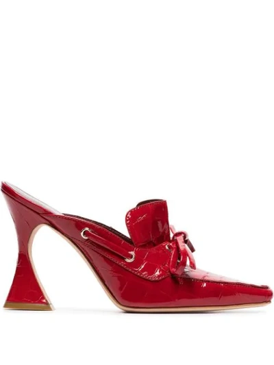 Shop Sies Marjan Red Patent Remi 100 Croc Boat Mules