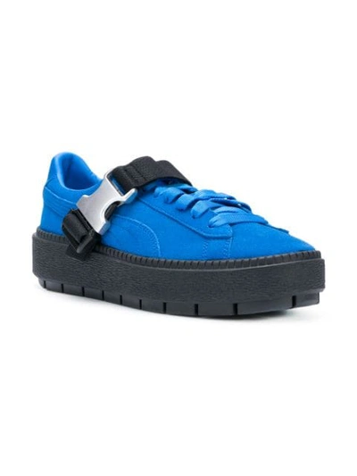 Puma Women's Suede Platform Trace Buckle Casual Shoes, Blue | ModeSens