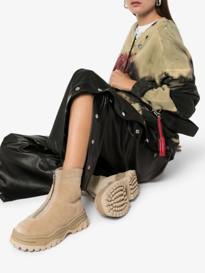 Eytys Raven Platform Suede Ankle Boots In Neutrals