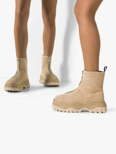 Eytys Raven Platform Suede Ankle Boots In Neutrals