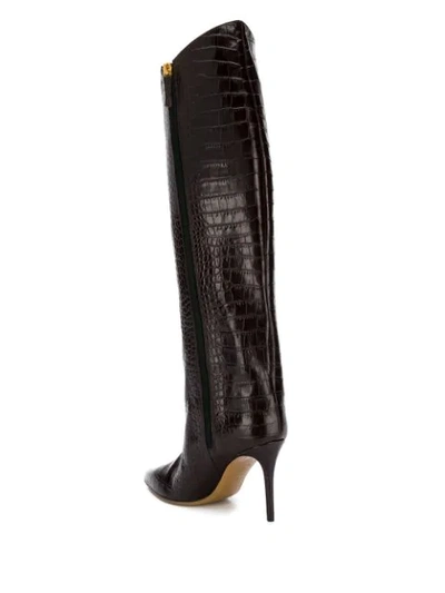 Shop Alexandre Vauthier Alex Crocodile-embossed Boots In Brown