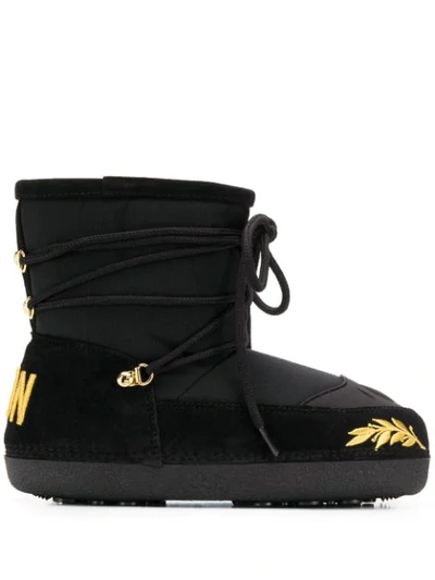 Shop Dsquared2 Icon Embroidered Snow Boots In Black