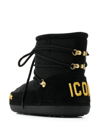 Shop Dsquared2 Icon Embroidered Snow Boots In Black