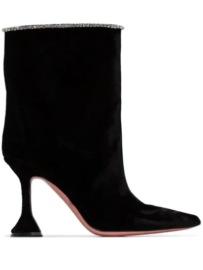 Shop Amina Muaddi Mia Embellished Ankle Boots In Black
