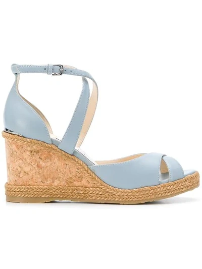 Shop Jimmy Choo Alanah 80 Wedge Sandals In Blue