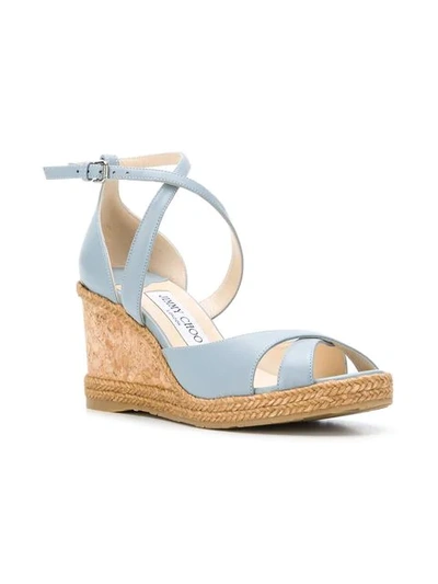 Shop Jimmy Choo Alanah 80 Wedge Sandals In Blue