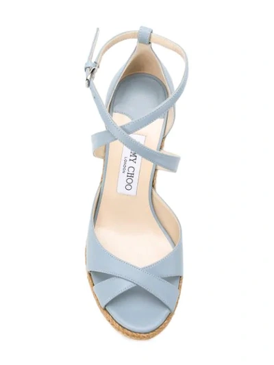 Shop Jimmy Choo Alanah 80 Wedge Sandals In Blue