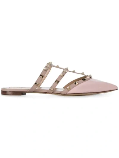 Shop Valentino Rockstud Slippers In Pink