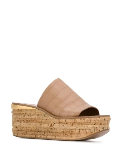 Shop Chloé Camille Wedge Sandals In Brown