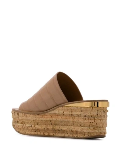Shop Chloé Camille Wedge Sandals In Brown