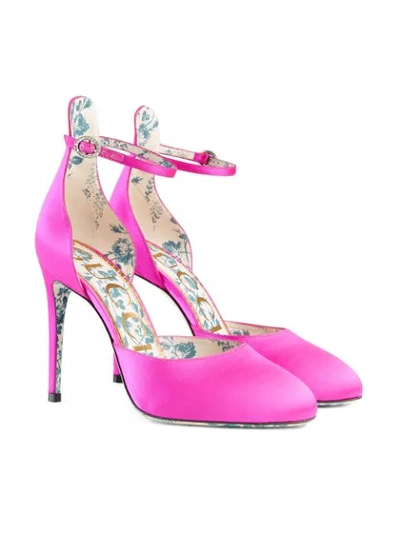 Shop Gucci Satin Pumps In Pink