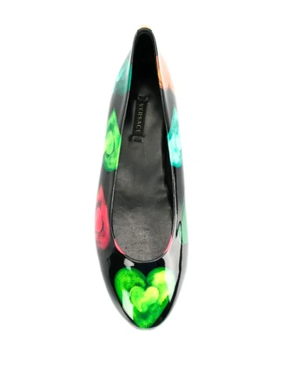 Shop Versace Heart Print Ballerinas In Black