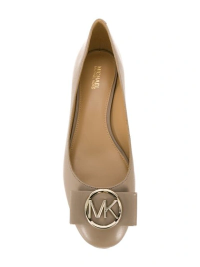 Shop Michael Michael Kors Logo Plaque Ballerina Shoes In Neutrals