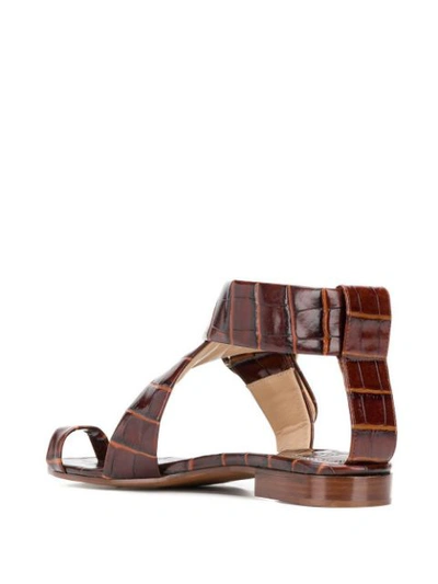 Shop Chloé Crocodile Effect Sandals In Brown