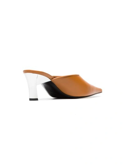 Shop Marni Brown 60 Leather Square Toe Mules