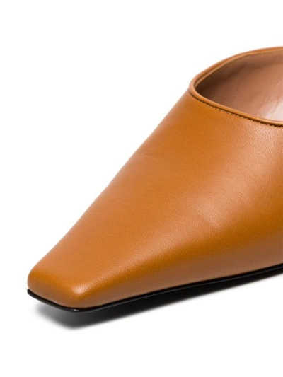 Shop Marni Brown 60 Leather Square Toe Mules