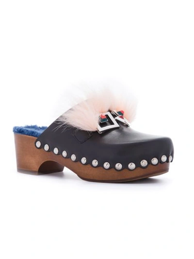 Shop Fendi Square Eye Clogs In Brown