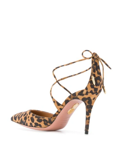 Shop Aquazzura 90mm Leopard-print Pumps In Neutrals