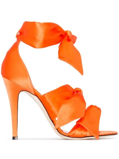 Shop Gia Couture Katia 120mm Bow Sandals In Orange