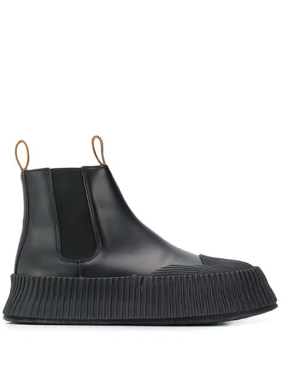 Shop Jil Sander Platform Chelsea Boots In 999 Black