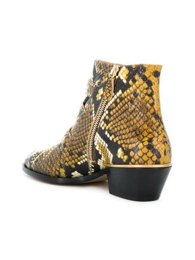 Chloé Yellow And Black Susanna 30 Python Print Leather Boots In Black