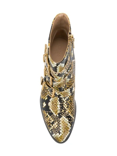 Chloé Yellow And Black Susanna 30 Python Print Leather Boots In Black