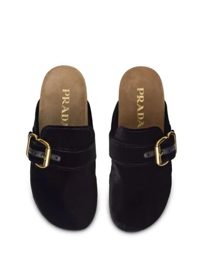 Shop Prada Buckled Slippers - Black