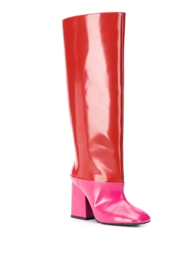 Shop Marni Two Tone Boots In Red