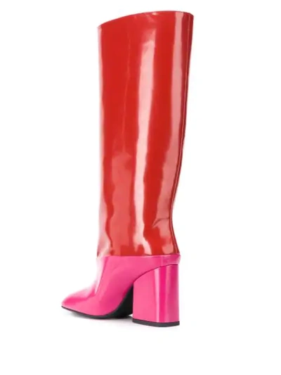Shop Marni Two Tone Boots In Red