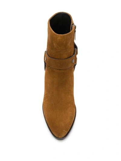 Shop Saint Laurent West Harness Booties In Brown