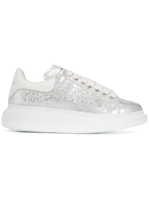 silver alexander mcqueen trainers
