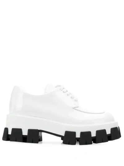 Shop Prada Monolith Derby Shoes In F0009 White