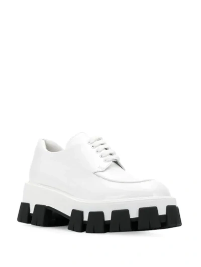 Shop Prada Monolith Derby Shoes In F0009 White