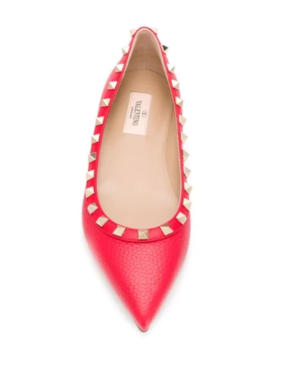 Shop Valentino Rockstud Ballerina Shoes In Red