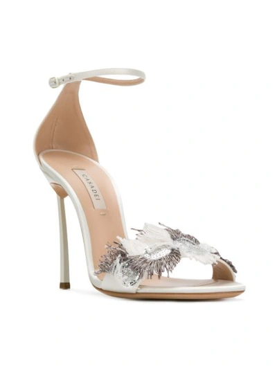 feather-embellished sandals