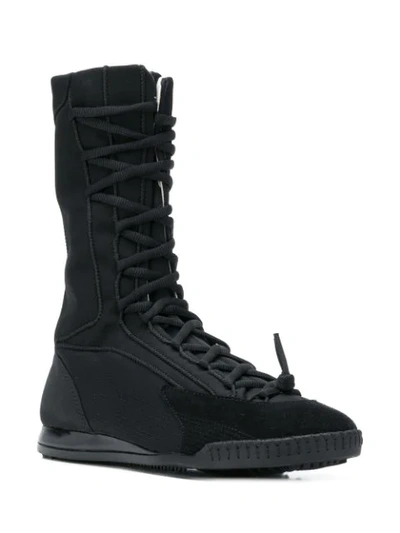 Shop Y-3 Mid-calf Lace-up Boots - Black