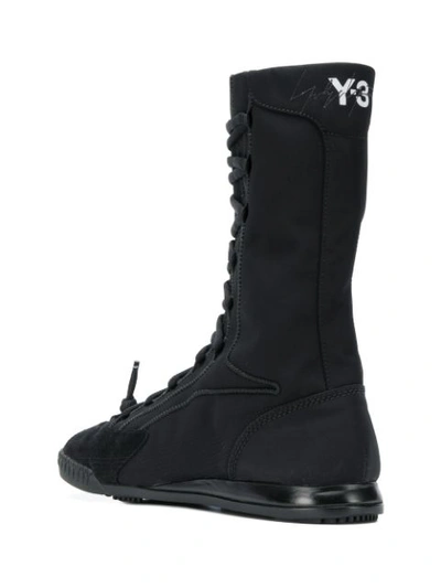 Shop Y-3 Mid-calf Lace-up Boots - Black