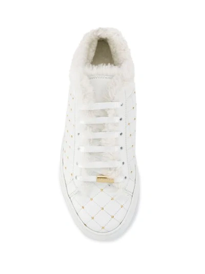 Shop Le Silla Embellished Quilted Sneakers In White