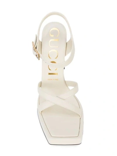 Shop Gucci Extended Platform Sole Sandals - White