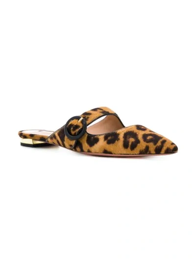 Shop Aquazzura Leopard Print Slippers